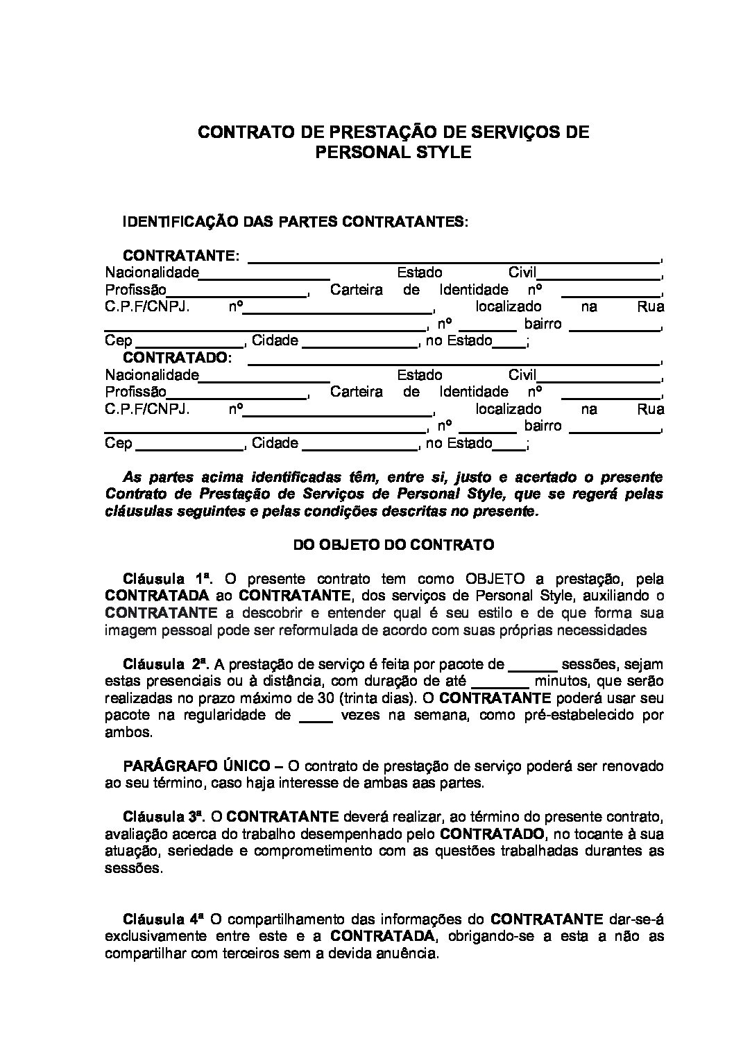 Contrato Prestação De Serviços De Motorista Contrato Certo